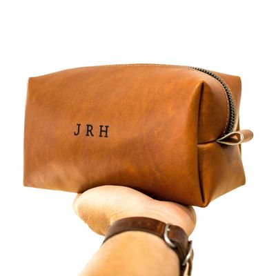 Personalized Leather Toiletry Bag, Custom Toiletry Bag, Handmade in USA
