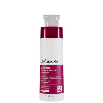 Let Me Be Supreme Mask Keratin Smoothing System Step 2 500ml / 16.9 fl.oz Professional Hair Restructuring & Frizz Control Treatment with Keratin for Smooth, Disciplined Hair