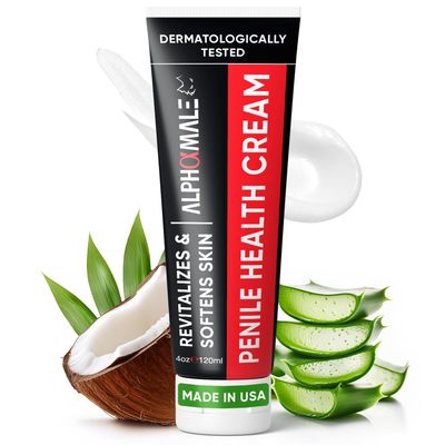 AlphaMale Premium Penile Health Cream for Men  Penile Cream Daily Moisturizer for Sensitive Skin - Foreskin Restoration - Hydrating Formula for Dryness & Irritation  Fragrance-Free  4oz