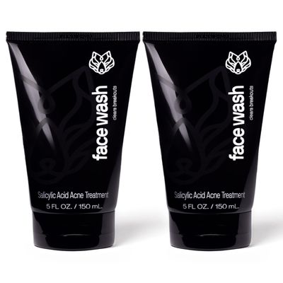 Black Wolf Mens Charcoal Powder Face Wash - 5 Fl Oz, 2 Pack - Facial Cleanser Removes Unwanted Impurities from Your Skin & Soothes Irritation