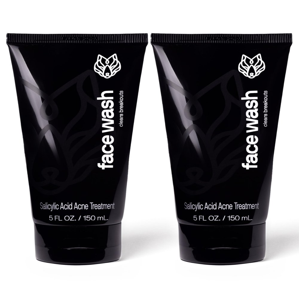 Black Wolf Mens Charcoal Powder Face Wash - 5 Fl Oz, 2 Pack - Facial Cleanser Removes Unwanted Impurities from Your Skin & Soothes Irritation
