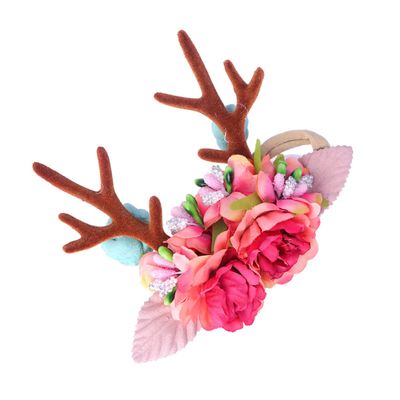 SOLUSTRE Lovely Christmas Headband Deer Antler Shape Hair Band for Girls Pink Hair Accessories