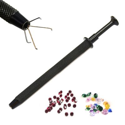 4 Prong Diamond Tweezers Gem Pick-Up Holder Tool, Catcher Grabber Jewelry Making Tool Black Color Coated By OdontoMed2011