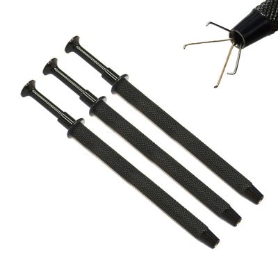 Pack of 3 Pieces 4 Prong Diamond Tweezers Gem Pick-Up Holder Tool, Catcher Grabber Jewelry Making Tool Black Color Coated