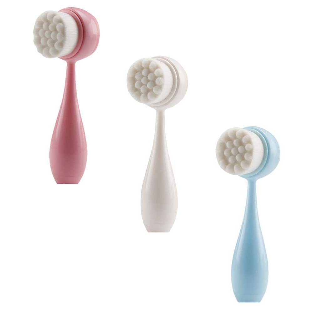 3pcs Manual Face Washing Brush Dual-Sided Cleansing Tool for Deep Exfoliation and Pore Cleansing for Gentle Facial Massage and Makeup Removal Colors