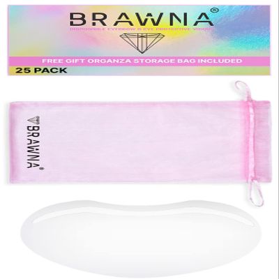 BRAWNA 25 Pack Protective Shower Visors with Pink Organza Bag for Eyelash Extensions, Microblading, Brow Lamination, Eye Surgery, Blepharoplasty - PMU Supplies