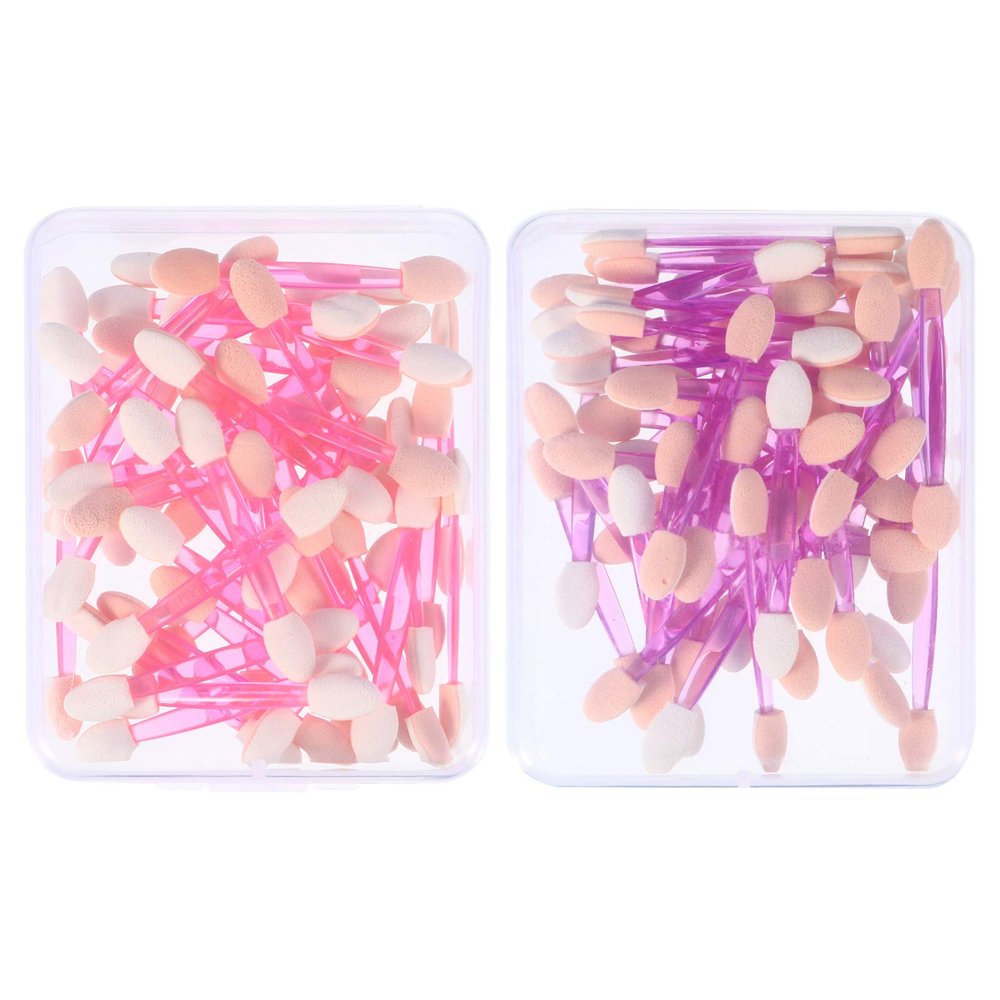 Beaupretty 100pcs Double-ended Eyeshadow Applicators Flexible Sponge Tips for Precise Makeup Application Eye Shadow Brushes and Packaging