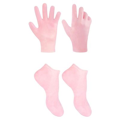 1 Set Moisturizing Spa Gloves and Socks Set Gel Gloves and Socks Remover for Moisturizing Soften Dry Rough and Cracked Hands Feet Size (Pink)