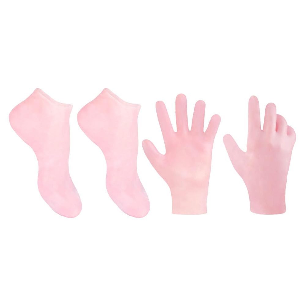 1 Set Moisturizing Spa Gloves and Socks Set Silicone Gel Spa Gloves Remover Socks Beauty Hand Mitts Size S (Pink)