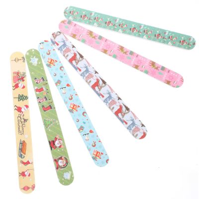 FRCOLOR 12pcs Christmas Nail Files Double Sided Emery Board Nail Sanding File for Natural and Acrylic Nails (Random Style)