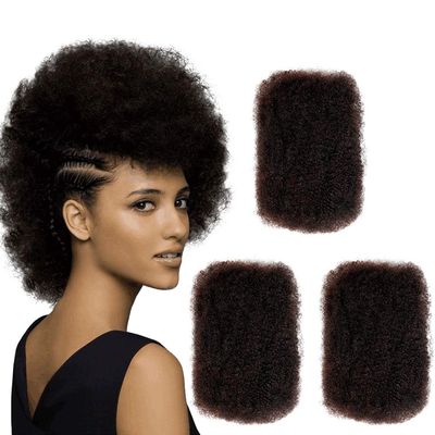 Drasawee 3 Bundles Kinky Bulk Human Hair Remy Mongolian Afro Kinky Bulk 50 Gram/Pc Curly Hair Crochet for Braiding Hair Extensions for Women Dark Brown 3 Packs