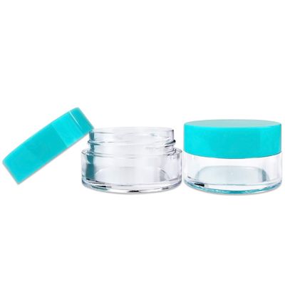 100 Jars - Beauticom High-Graded 5 Grams/5 mL BPA Free Thick Clear Acrylic NO LEAK Plastic Jars empty Container Teal Lid for Cosmetic, Lip Balm, Beads, Creams, Lotion, Liquids, Sample, Travel
