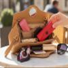 ARTISENIA Set of 2 Leather Lipstick Case Holder Organizer Bag for Purse with Built-in Mirror | Soft Durable Leather Lipstick Storage Box | Travel Cosmetic Holder (Red & Pink) view 3