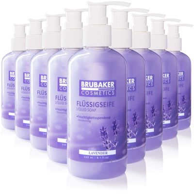 BRUBAKER Cosmetics 30-Pack Liquid Hand Wash Lavender - 30 x 8.1 Fl. Oz. in a Practical Dispenser - Cleans Gently and Moisturizes - for Hygienically Clean Hands