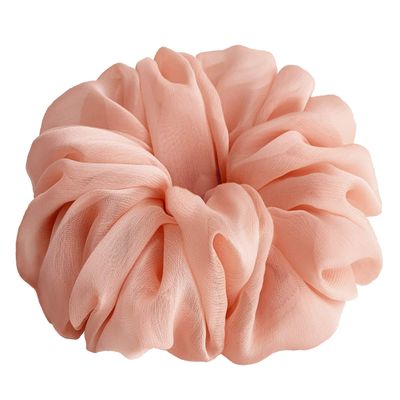 38 Colors Available, Big Scrunchies for Hair, Soft Cheer Chiffon large Ponytail Holder, Cute Birthday Gift for Women Girl Teen, Holiday Accessory (Peach)