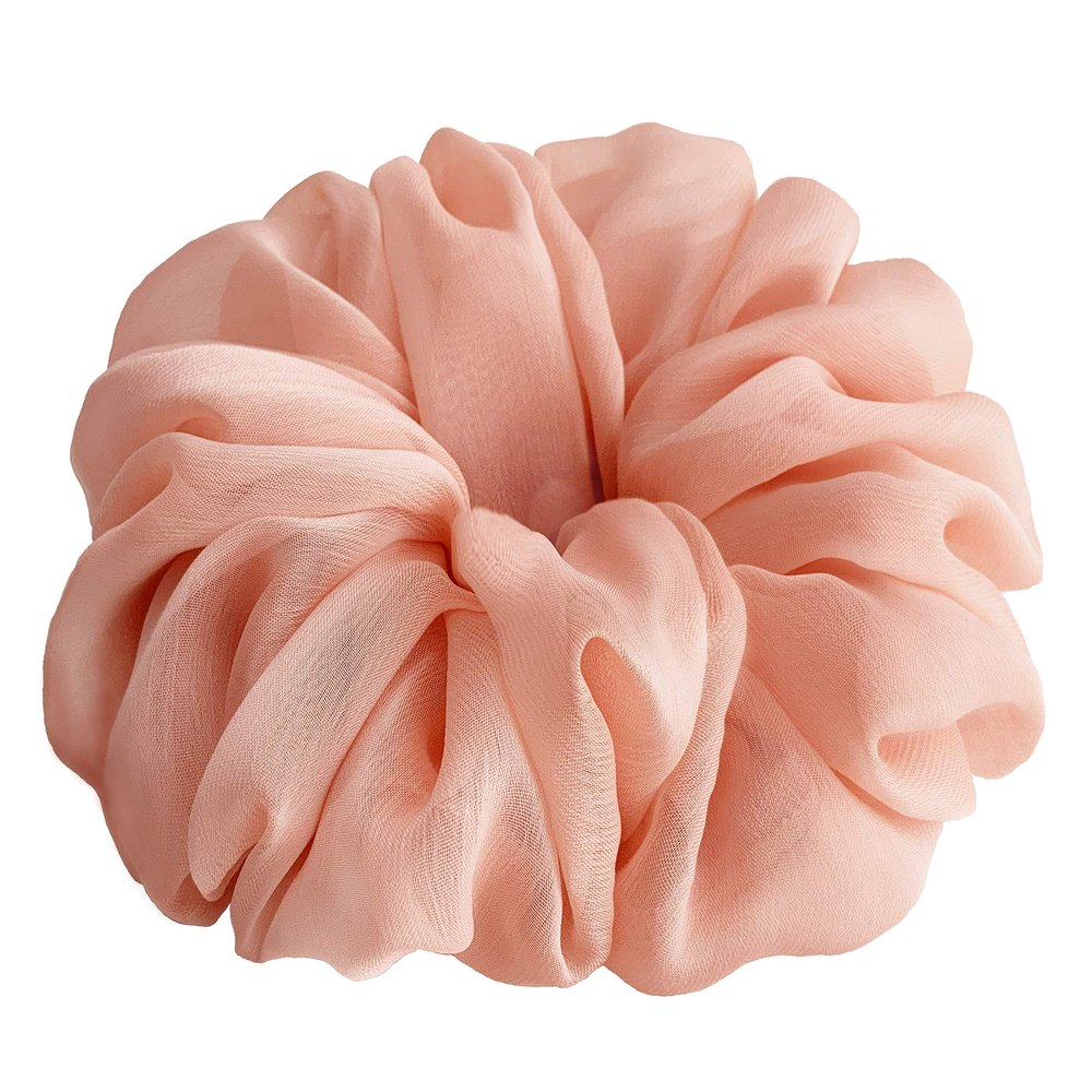 38 Colors Available, Big Scrunchies for Hair, Soft Cheer Chiffon large Ponytail Holder, Cute Birthday Gift for Women Girl Teen, Holiday Accessory (Peach)