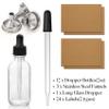 12 Pack, 2 oz Glass Eye Dropper Bottles w/ 3 Stainless Steel Funnels & 1 Long Pipette Dropper & 24 Labels - 60ml Clear Tincture Bottles for Essential Oils, Liquids - Leakproof Travel Essential Bottles view 3