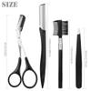4 Pcs Eyebrow Trimming Kit Eyebrow Grooming Set with Tweezers Scissors Eyebrow Razor and Eyebrow Brush for Women and Men view 2