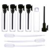 120Pcs 1Ml Mini Cute Empty Glass Perfume Essential Oils Sample Vials Bottles with Black Plastic Rod Caps Glass Vials Sample Dropper Bottle for Essential Oils Aromatherapy (120Pcs 1Ml Black Plastic Rod view 1