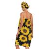 Blueangle Women's Spa Towel Wrap Set of 3, Sunflower Pattern Bathrobe Shower Bath Body Wrap with Adjustable Closure view 2