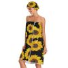 Blueangle Women's Spa Towel Wrap Set of 3, Sunflower Pattern Bathrobe Shower Bath Body Wrap with Adjustable Closure view 3