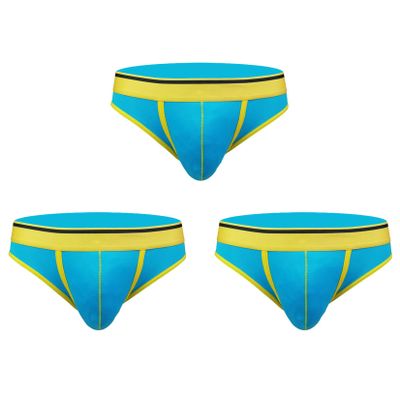 Andongnywell 3 Pack Men's Underwear Briefs Pack Cotton Low Rise Multi Color Soft Underpant Knickers (Blue,XX-Large)