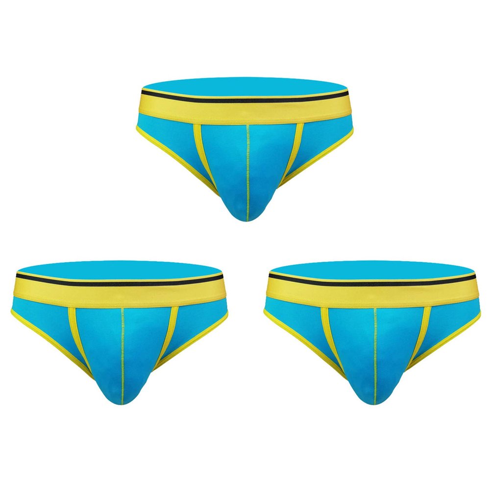 Andongnywell 3 Pack Men's Underwear Briefs Pack Cotton Low Rise Multi Color Soft Underpant Knickers (Blue,XX-Large)
