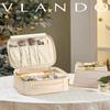 Vlando Travel Makeup Bag, Makeup Bag Organizer,Gift Ideas for Women Girls,Makeup Storgae Bag with Dividers and Handle,Gifts for Christmas,Birthday,Wedding Beige view 2