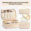 Vlando Travel Makeup Bag, Makeup Bag Organizer,Gift Ideas for Women Girls,Makeup Storgae Bag with Dividers and Handle,Gifts for Christmas,Birthday,Wedding Beige view 3