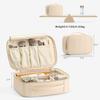 Vlando Travel Makeup Bag, Makeup Bag Organizer,Gift Ideas for Women Girls,Makeup Storgae Bag with Dividers and Handle,Gifts for Christmas,Birthday,Wedding Beige view 4
