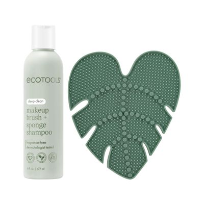 EcoTools Makeup Brush Cleanser + Silicone Cleansing Pad Bundle, Deep Cleaning Shampoo for Makeup Sponges & Brushes, Brush Cleaner Pad, Vegan & Cruelty-Free, Gentle Formula