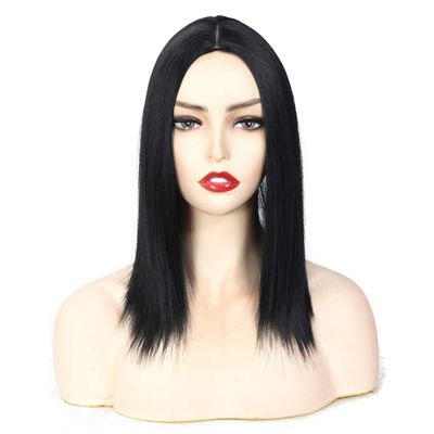 LXUE Middle Parting Synthetic Hairpiece Hair Topper 16 inches Clip in Hair Toppers for Women, Black