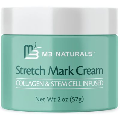 Stretch Mark Cream Infused with Collagen & Stem Cell Maternity Skincare Oil Removes Stretch Mark Prevention & Scar Remover Lotion Green Tea Extract & Raspberry Ketones, 2oz by M3 Naturals