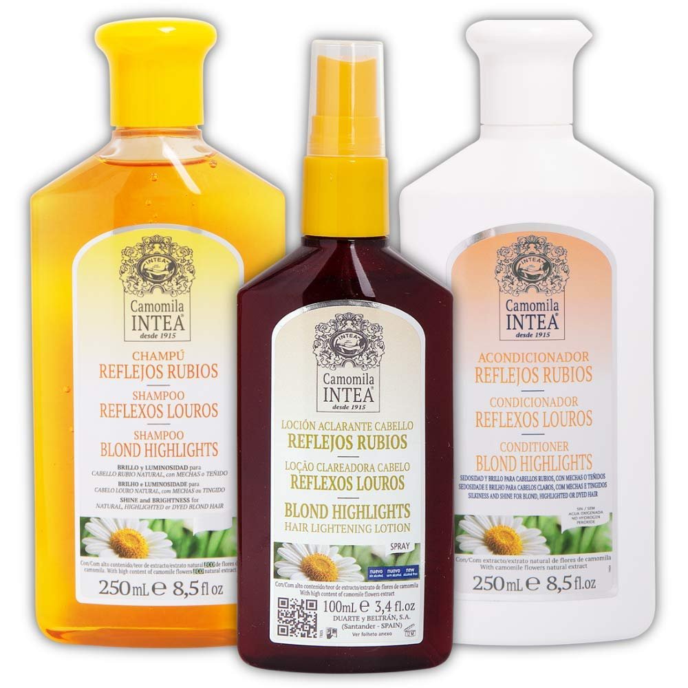 Camomila Intea Shampoo and Conditioner Set - Highlights Enhancer made with Natural Chamomile Extract - Hair Lightener Lotion INCLUDED