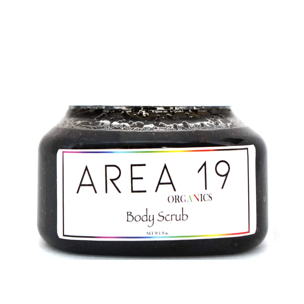 Area 19 Organics Exfoliating Detox Hazelnut Coffee Natural Body and Face Scrub for Acne - Cellulite, Stretch Marks - Spider Veins, Scars - Skin Care Exfoliator 8 oz