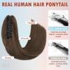 Hairro Ponytail Hair Extensions Claw Clip In Ponytails Jaw On Ponytail Extensions 100% Real Human Hair Long Straight Jaw/Claw Clips Pony Tail Hairpieces For Women 14 Inch 105g #02 Dark Brown view 3
