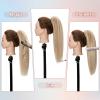 Hairro Ponytail Hair Extensions Claw Clip In Ponytails Jaw On Ponytail Extensions 100% Real Human Hair Long Straight Jaw/Claw Clips Pony Tail Hairpieces For Women 14 Inch 105g #02 Dark Brown view 4