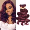 Brazilian 99J Hair Bundles Burgundy Red Virgin Human Hair Body Wave Hair Weaves 3 Bundles 8A Grade Hair Extensions (10"12"14",#99J) view 1