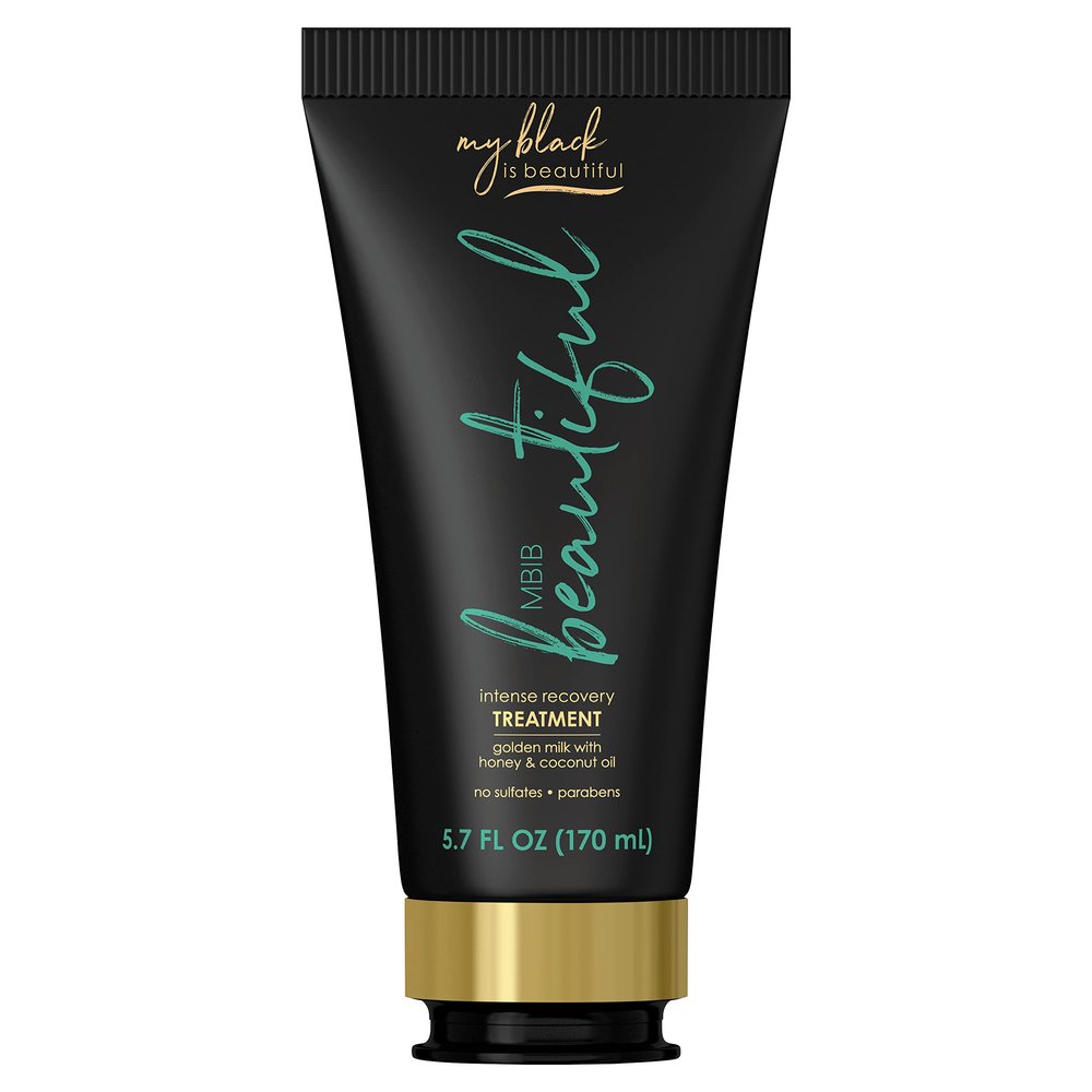 MY BLACK IS BEAUTIFUL Golden Milk Intense Recovery Hair Treatment, 5.7 Fl Oz Sulfate Free, Deep Conditioning Hair Mask for Curly and Coily Hair Formulated with Coconut Oil, Honey, and Turmeric