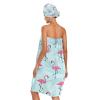 ATTX Flamingo Blue Leaf Towel Wrap with Dry Hair Cap & Headband for Women  Womens Comfortable Shower & Bath Wrap with Adjustable Closure view 2