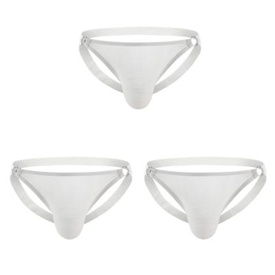 Andongnywell 3 Pack Mens Micro Mesh Briefs Comfortable Bulge Pouch Underwear Lingerie Underpants Knickers (White,X-Large)