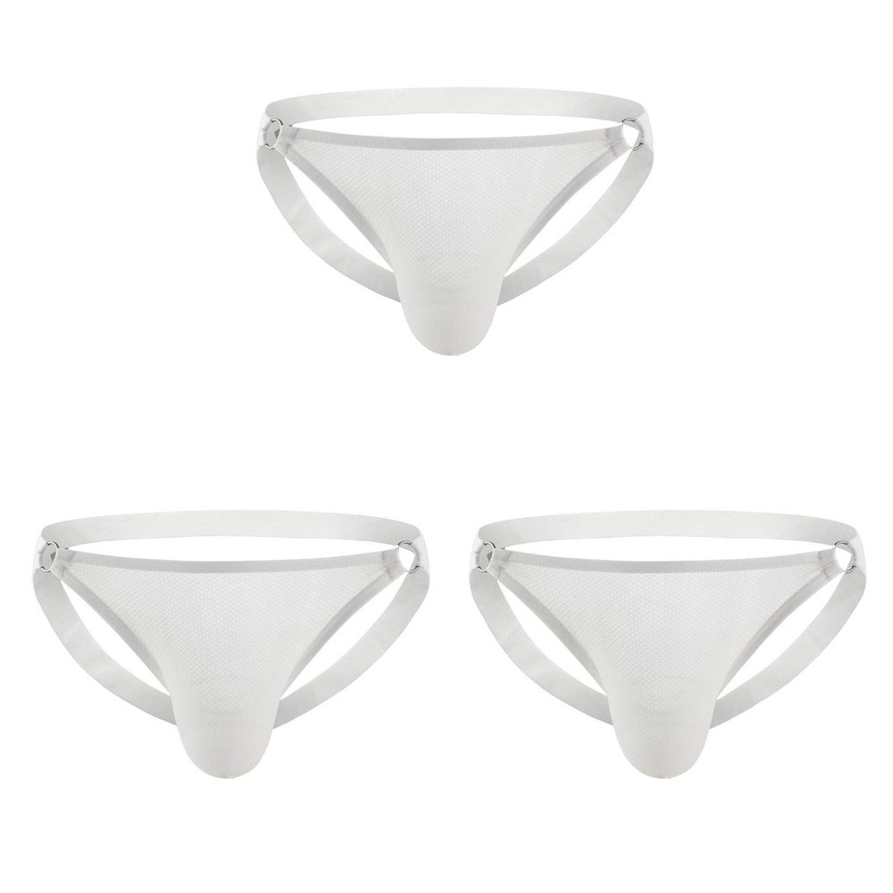 Andongnywell 3 Pack Mens Micro Mesh Briefs Comfortable Bulge Pouch Underwear Lingerie Underpants Knickers (White,X-Large)