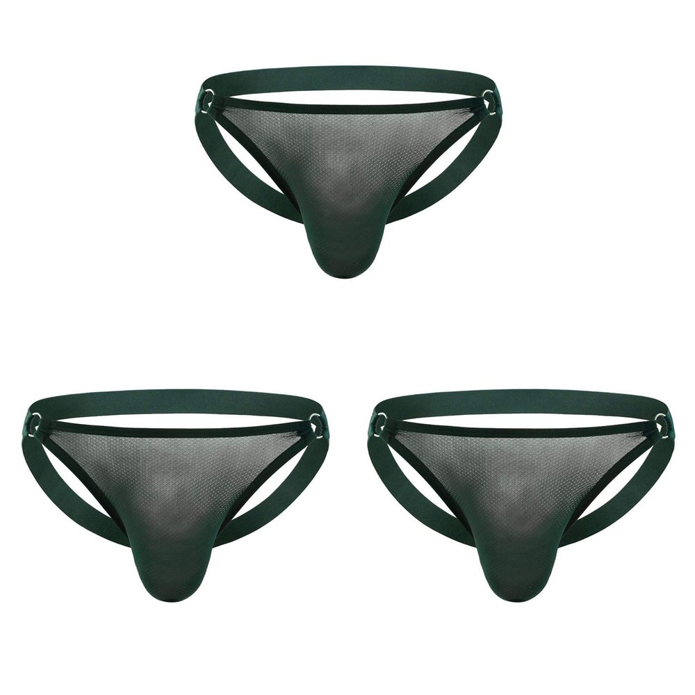 Andongnywell 3 Pack Mens Micro Mesh Briefs Comfortable Bulge Pouch Underwear Lingerie Underpants Knickers (ArmyGreen,X-Large)