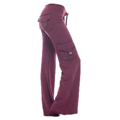 Andongnywell Women's Active Loose Fit Military Multi-PoXKets Wild Cargo Pants Flared multi-poXKet Trousers (Wine Red,4X-Large)