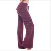 Andongnywell Women's Active Loose Fit Military Multi-PoXKets Wild Cargo Pants Flared multi-poXKet Trousers (Wine Red,4X-Large) view 2