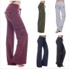 Andongnywell Women's Active Loose Fit Military Multi-PoXKets Wild Cargo Pants Flared multi-poXKet Trousers (Wine Red,4X-Large) view 3
