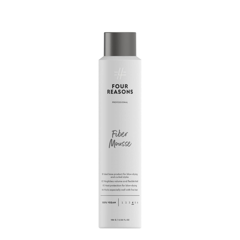 FOUR REASONS Professional Curl Enhancing Volumizing Mousse - Long-lasting Flexible Hold for Curly, Wavy and Straight Hair, VEGAN 6.8 Oz