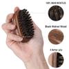 BFWood Small Travel Beard Brush - Natural Boar Bristles with Black Walnut Wood view 2