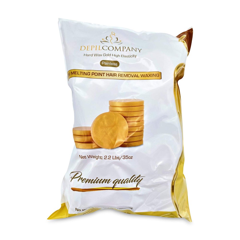 Depilcompany Gold, Natural Hard Hair Removal Wax, Low Melting Point, For Hair Removal Anywhere On The Body, 2.2 Pounds