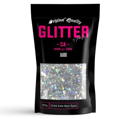 3mm Silver Holographic Stars Premium Glitter 50g / 1.75oz Multi Purpose Shape Glitter